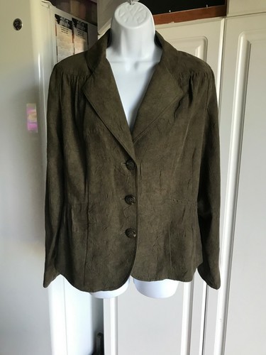 Blazer R Q T Usado Talla Grande Verde Texturizado Peso Ligero Sin Forro - Imagen 1 de 5