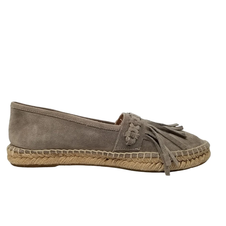 Sapato Feminino Diane Von Furstenberg Cadah Espadrille Flats Camurça Taupe Franja Tamanho 6 - Imagem 2 de 4