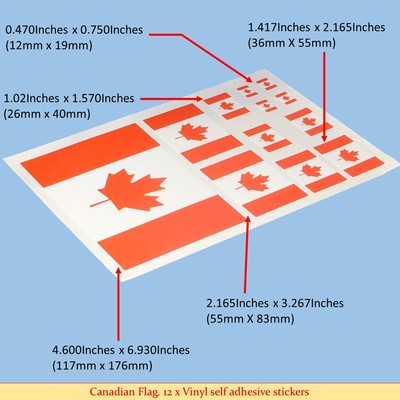 Canadian Flag Sticker: 12 x Vinyl Sticker Decals Adhesive Backing | eBay