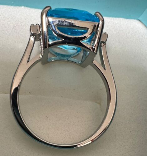 Schmuck Ehering Damen 925 Silber gefüllt Frühling blau Zirkon Größe (8) Geschenk - Bild 5 von 9