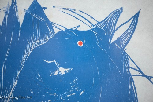 Beautiful Vintage Modernist Woodblock Blue Bird, Limited Edition, FINE! - Picture 7 of 8