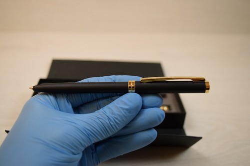 Vintage Set of SENATOR Fountain Pen & Rollerball Roller Pen Boxed Black Gold - Picture 3 of 9