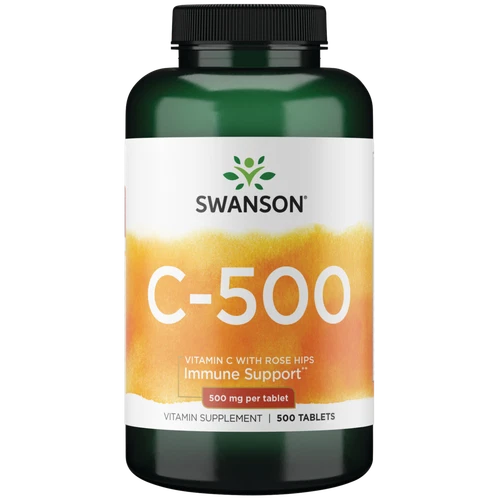 Swanson Vitamin C with Rose Hips Tablets, 500 mg, 500 Count