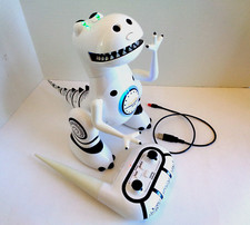 Sharper Image RC Robotosaur White Dinosaur DX-2RB w/Remote and USB Charging Cord