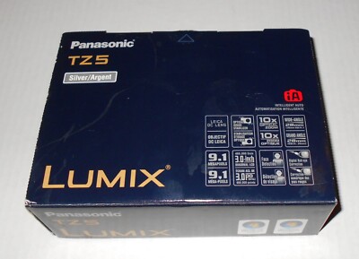Panasonic Lumix DMC-TZ5 9.1MP Digital Camera - Silver - New Old