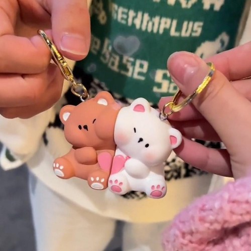 Cute Cartoon Bear Keychain Pendant, Loving Couple Magnetically to Attaches B3Y4 - Picture 9 of 20
