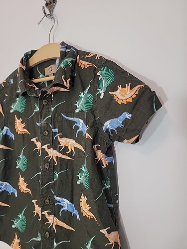 Maximus Rex Dinosour Print Button Front Shirt 100% Cotton Short Sleeve Size 7 - Picture 4 of 8