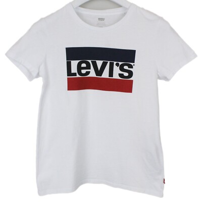Levi's T-Shirt Damen Klein Trikot Rundhals Kragen Kurz Ärmel Weiß