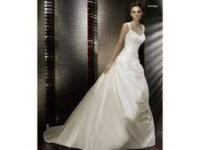 San Patrick Cartago Wedding Dress 6 8 10  Off-White TaffetaTrain Straps Bows
