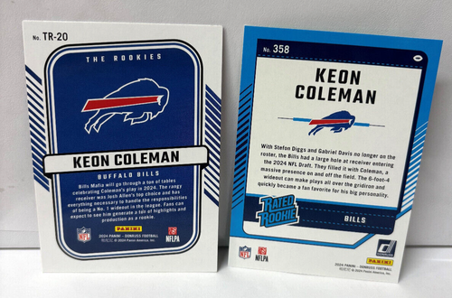 2024 DONRUSS KEON COLEMAN RATED ROOKIE GREEN # 358 & THE ROOKIES #TR-20 - Foto 4 di 5