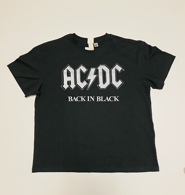 H&M AC&DC Back In black ladies jersey t-shirt Size Large Black music  festivals