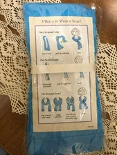 Blue Rayon Long Scarf NIP comes with Instructions on How to Wear New in Package