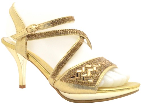 DAMEN DIAMANT HOHE ABSÄTZE ABSCHLUSSBALLSCHUHE HOCHZEIT BRAUT ABENDSANDALEN GRÖSSE - Bild 2 von 10