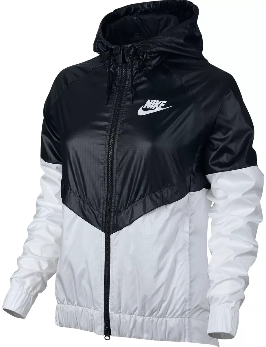 Nike Sportswear Women’s Small Windrunner White/Black Full Zip Jacket  804947-010