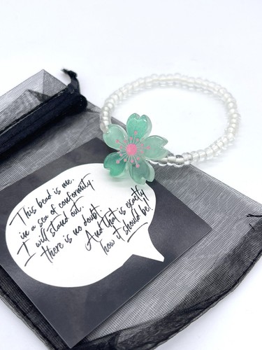 Glow in the Dark Flower Bracelet, 7 inch Stretch, 4/0 Glass Seed Beads -B5 - Picture 2 of 33
