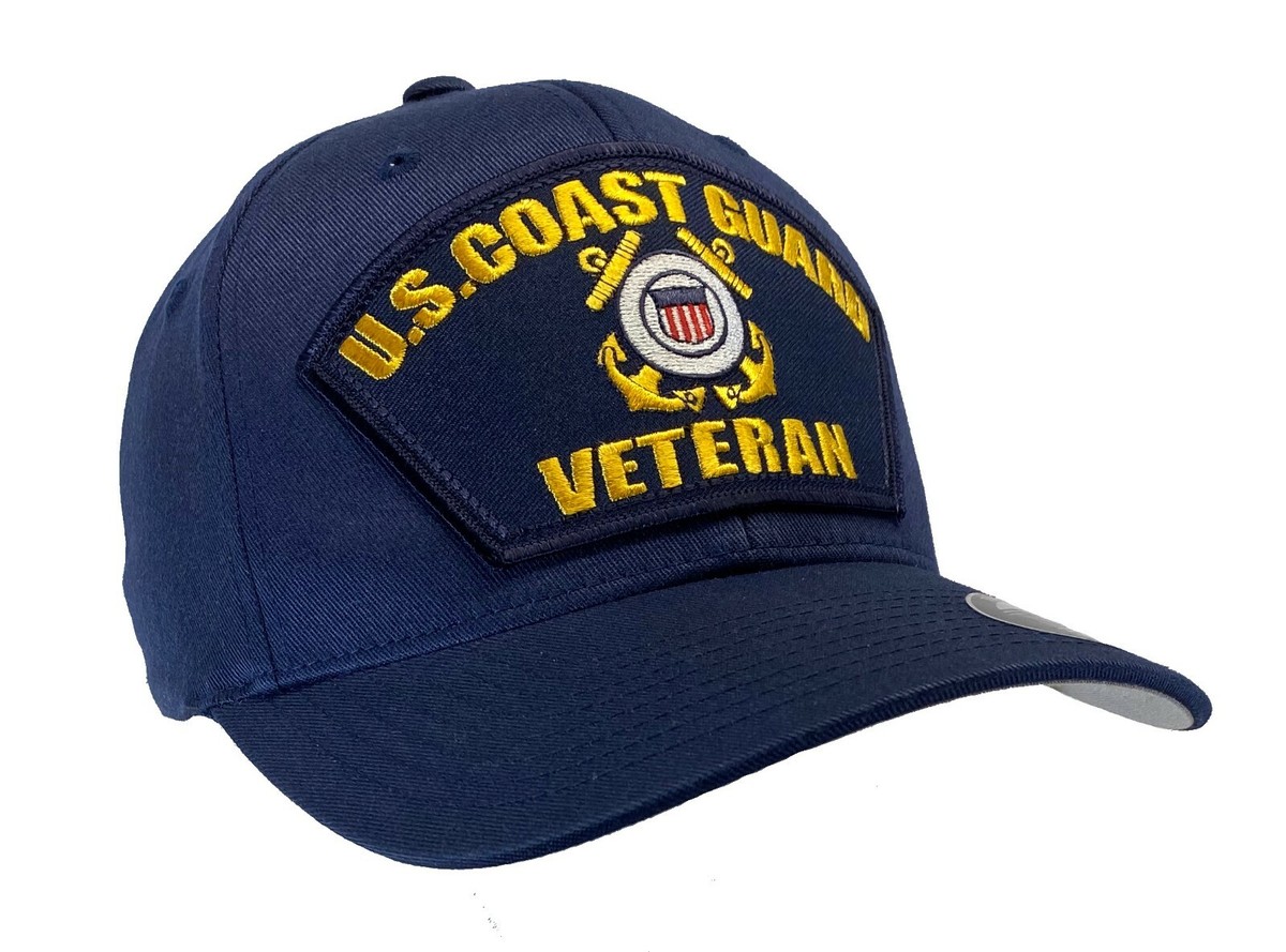 U.S. Coast Guard Veteran Hat FLEXFIT Cap Dark Blue 3 SIZES | eBay