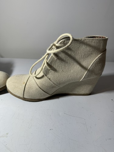 City Classified Women Wedge Heels Ankle Boots Lace Up Booties Taupe Beige Size 6 - Picture 5 of 7