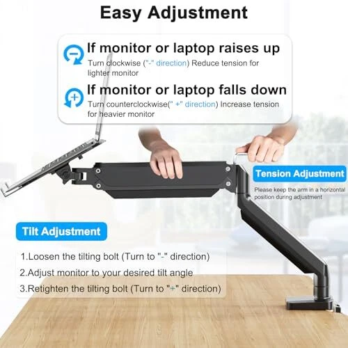 2-in-1 Gas Spring Laptop Stand and Monitor Desk Mount for Versatile Space-Saving Solutions