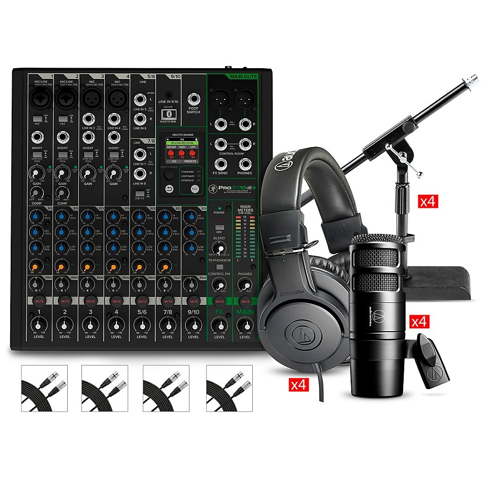Mackie ProFX10v3 Content Creator Bundle wAT2040 MicsATHM20X Headphones