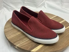 Sperry Top Sider Perforated Red Leather Slip On Comfort Shoes womens size 10