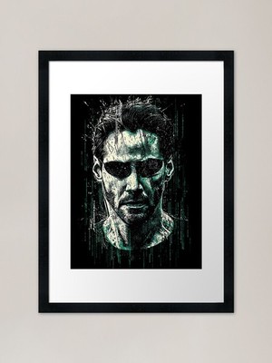 Neo The Matrix Keanu Reeves The One gerahmtes Wandbild Poster Leinwanddruck Bild