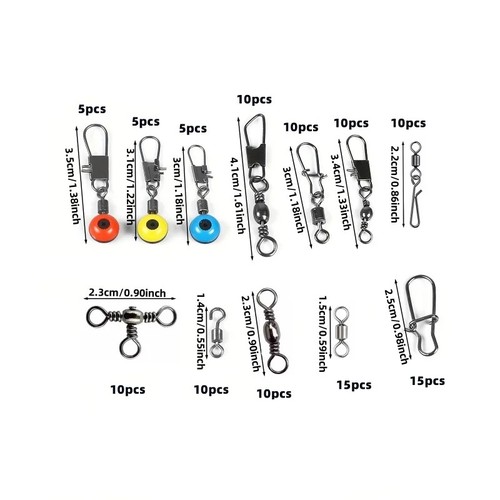115Pcs Carbon Steel Fishing Connector Set Quick Change Spinner Tackle Kit Gift - Picture 16 of 24