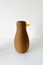 Mid-Century Modern Hand-Carved Wood Bird Teak Penguin Sculpture 8” Figurine  