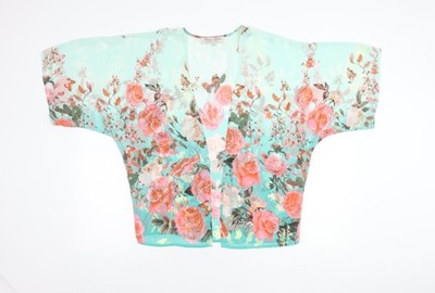 Parisian Collection Damen Kimono Bluse Mehrfarbig Blumenmuster Größe 8