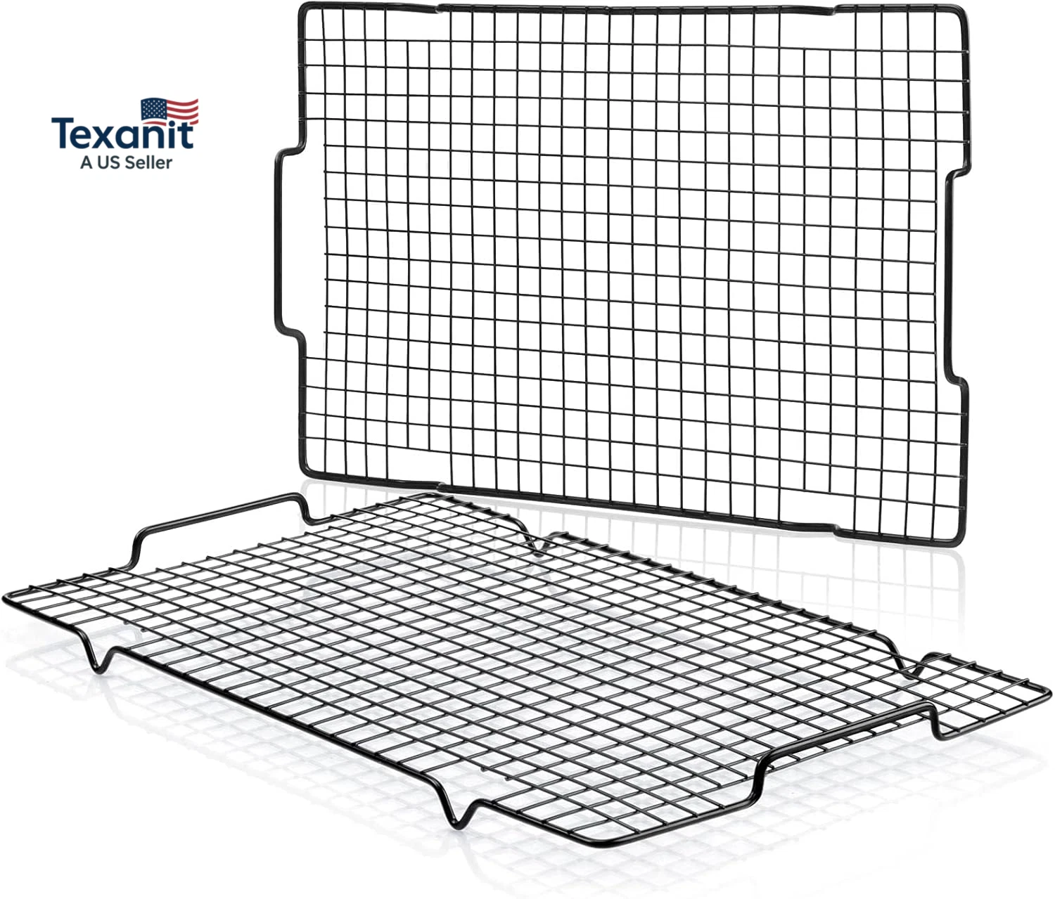 Cooling Rack 2 Pack - 16" X 10", Nonstick Baking Rack with Handle Fits Half Shee