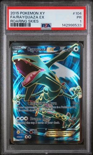 2015 POKEMON XY ROARING SKIES #104 FULL ART/RAYQUAZA EX PSA 1