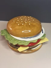 VTG Ceramic Deli Cheeseburger Coaster Set Jo Anne Marquardt 1979 Rare Pop Art