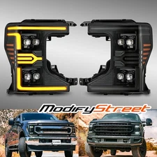Fit 20-22 Ford Super Duty NOVA-Series Projector Halogen Headlights Alpha-Black