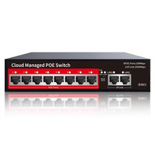 8 Port PoE Managed Switch, 120W, VLAN, QoS, Fanless, Plug Play, Wall/Deskt...