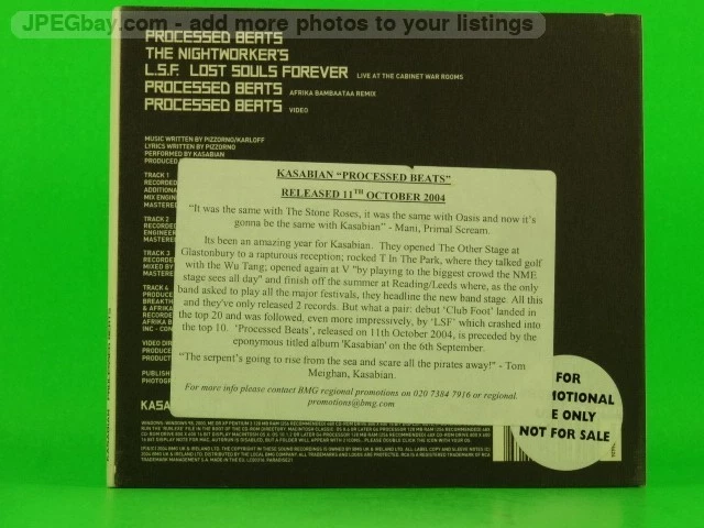 KASABIAN PROCESSED BEATS (DIGIPAK) (L52) 4 Track CD Single including Picture Sle - Image 2 of 4