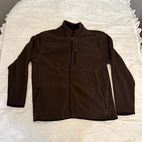 Bass Men's Size L Full Zip Fleece Jacket Brown Polyester Stand-Up Collar - product listing photo