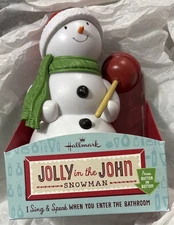 Hallmark JOLLY IN THE JOHN Snowman And Plunger & Sound Motion Activated With Box