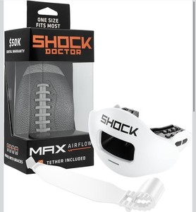 Shock Doctor Mouthguard Max Airflow (White) OSFM One Size Fits Most w/ Tether 