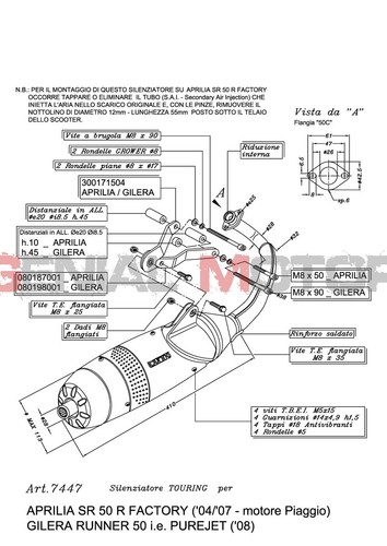 Pot D'Echappement Complete Leovince Touring Aprilia Sr 50 R Factory 2004 > 2012 - Photo 3/3