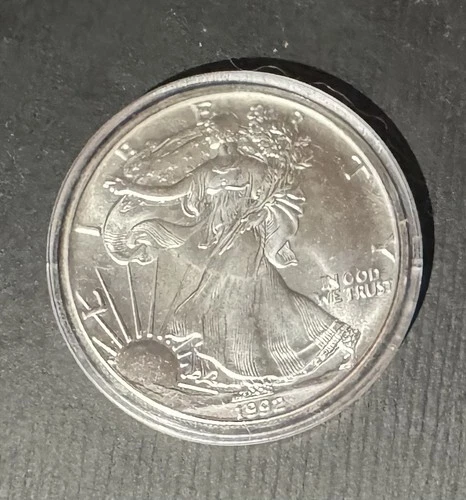 1992 Silver American Eagle $1 - BU - Brilliant Uncirculated - In Capsule