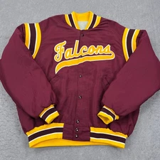 VTG DeLong Falcons Jacket Men's XL Maroon Lined Varsity Football 90s USA Made