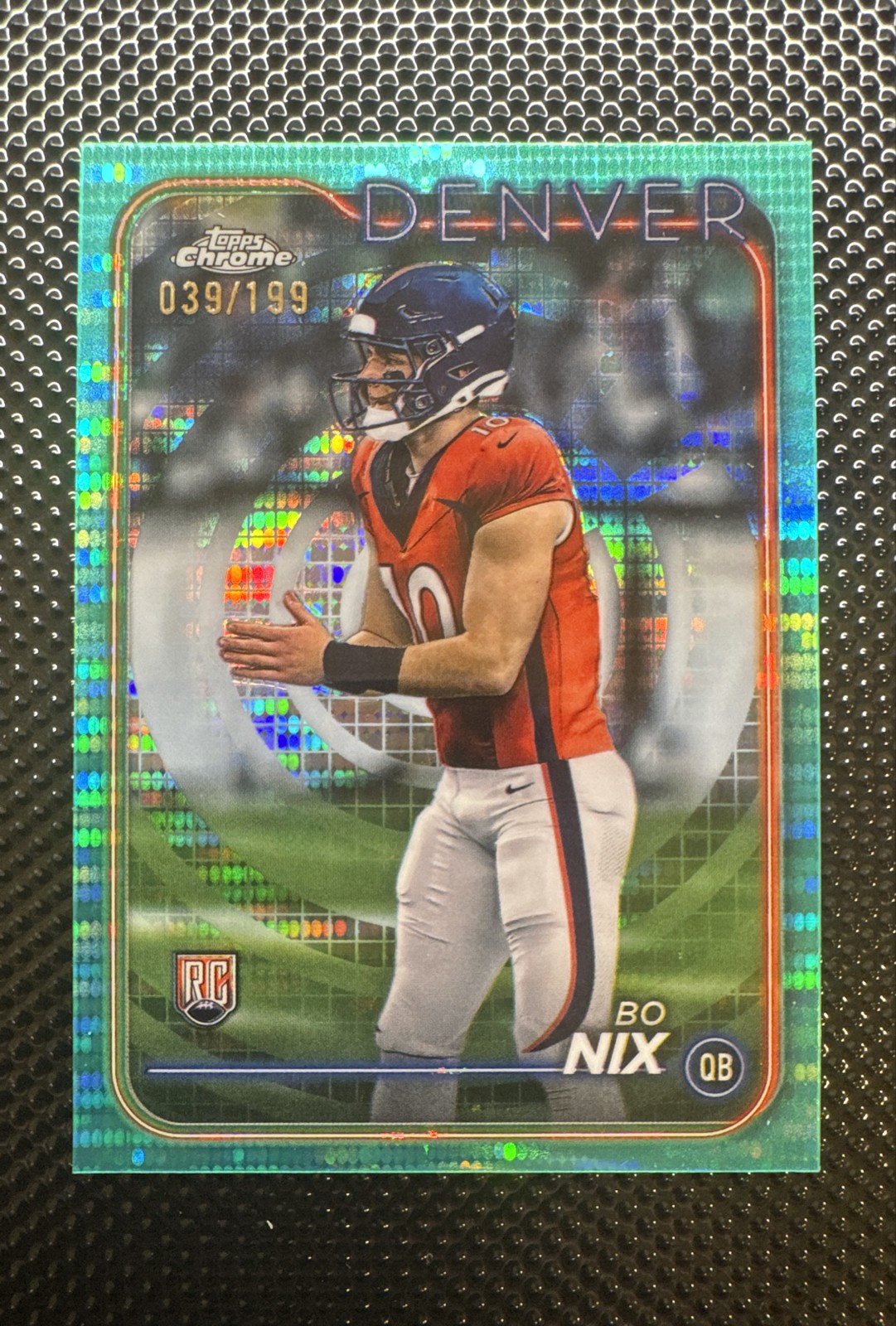 2024 Topps Chrome - Rookies Bo Nix #206 Aqua Sonar Refractor /199 (RC)