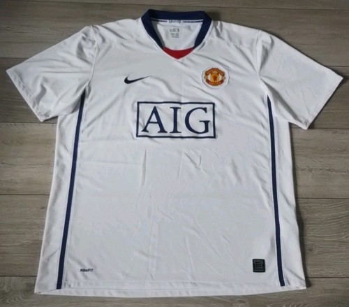 Manchester United Fußball Auswärtstrikot 2008/2009 - Nike Herren XL weiß Trikot Oberteil