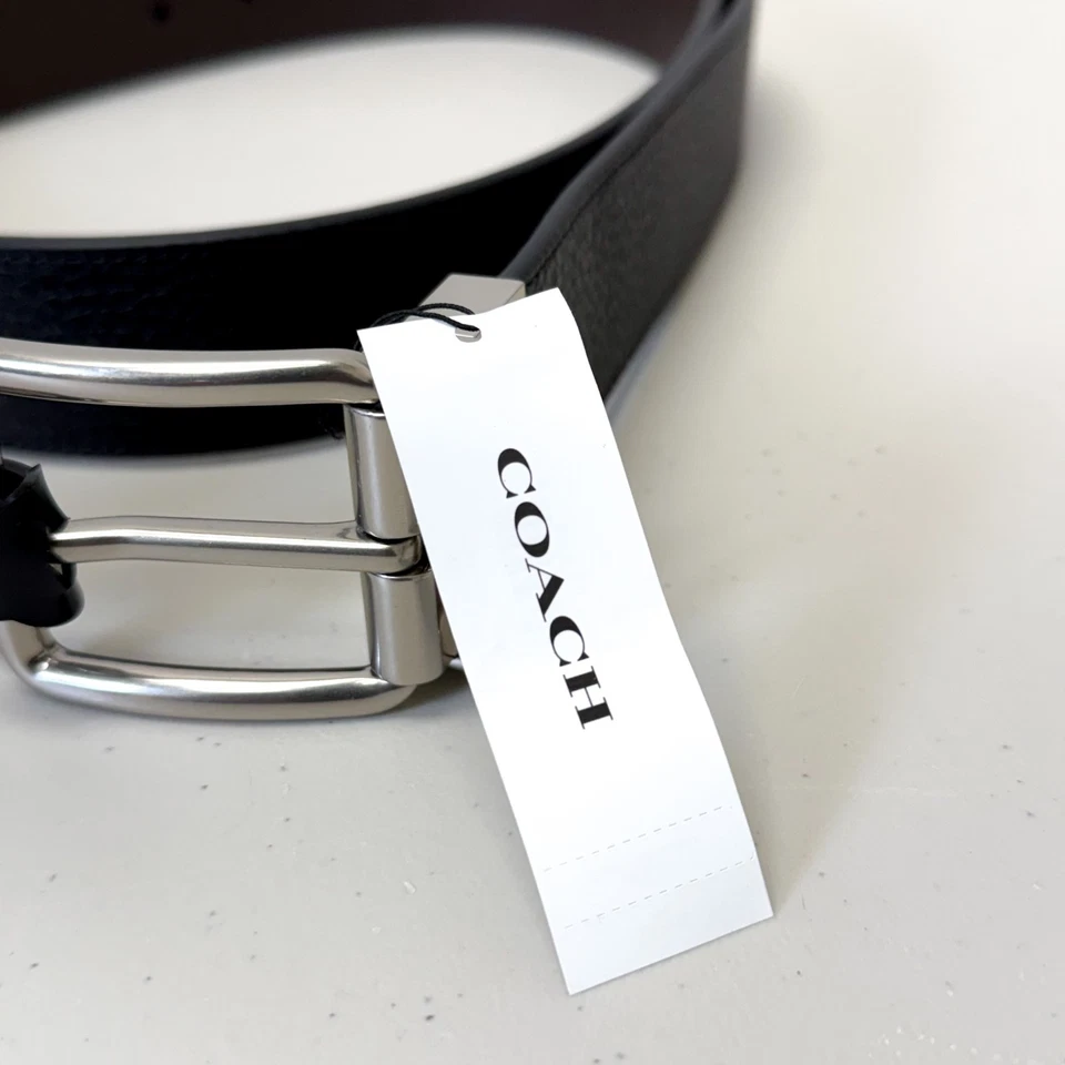 COACH Harness Cut to Size Reversible Leather One Size Belt - Black/Dark Brown - Image 4 of 4