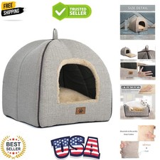 Soft Washable Cat Cave Bed with Cushioned Pillow - Ideal for Indoor Cats, M Size