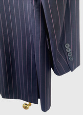 Tom James Holland  Sherry Custom Navy Pinstripe Wool 2-Btn Blazer 40L