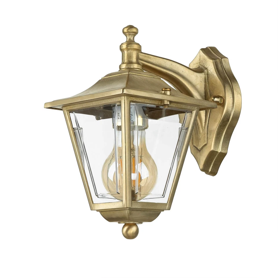 Wandleuchte Außenlampe Messing rustikal IP43 wetterfest Außenleuchte Haus Hof Ba - Bild 3 von 4