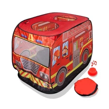 Playbees Musical Fire Truck Pop Up Play Tent with 3 Openings - Role Play Fire...