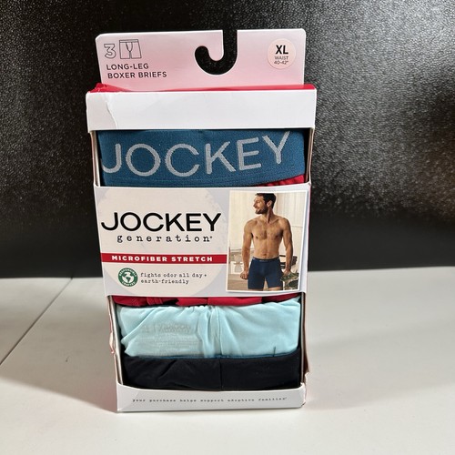 Jockey Boxer Briefs 3 Pack Mens Extra Large 40-42" Blue Breathable Stretch NEW