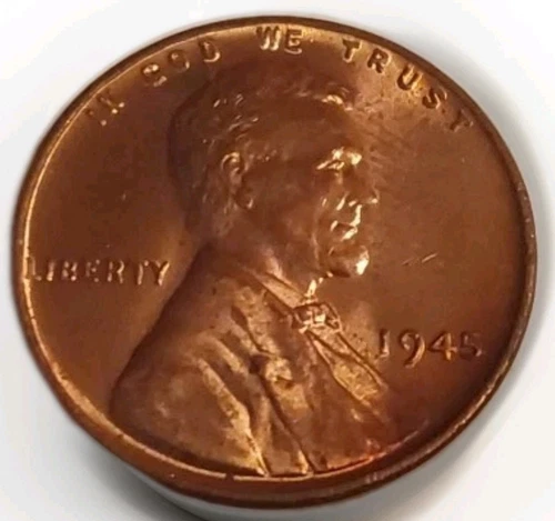 BU Red 1945 Philadelphia Mint Copper Lincoln Wheat Super Clean Cent-Free Post