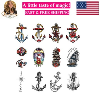 Anchor Ship Temporary Tattoo Sticker Waterproof Fake Tatoo Men Women Adult Bo...